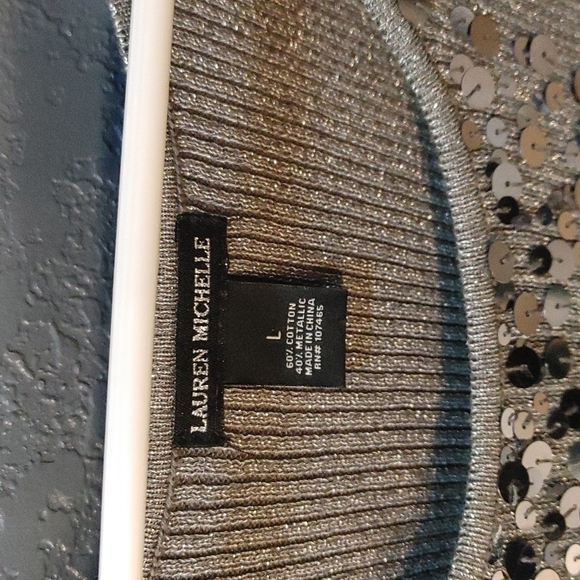 Lauren Michelle Shimmery Tank w Metallic Decorative Beading. Large. EUC - Picture 5 of 11